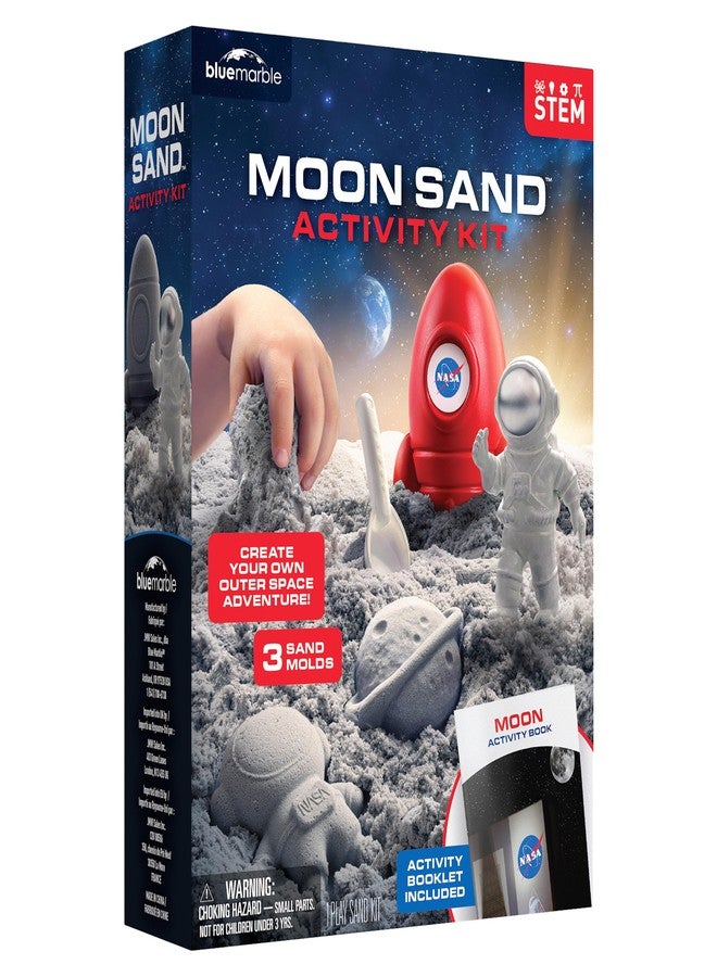Blue Marble NASA Moon Sand Activity Kit - STEM Educational Sensory Bin Filler with 1.5 lbs Moon Sand, Play Tray, Space Molds, Astronaut Figure, Shovel, NASA Sticker, Activity Booklet & Learning Guide - Image 1